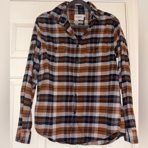Goodfellow & Co Brown and Blue Plaid Shirt